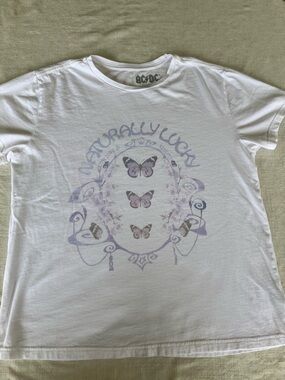 Lucky Brand White AC/DC Butterfly Graphic Tee size medium. Naturally lucky.